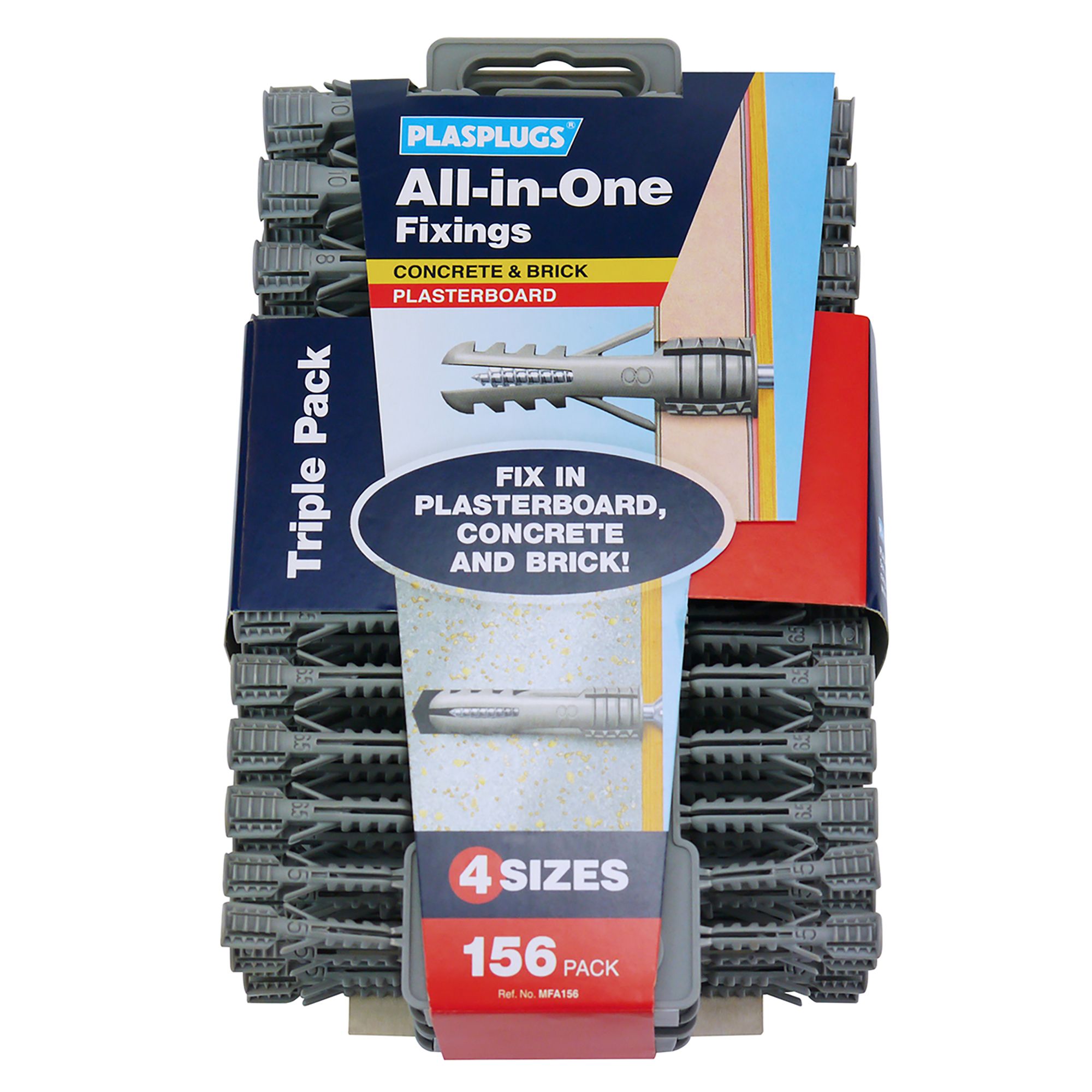 Plasplugs All-in-One Grey Nylon Wall plug (Dia)13mm (L)45mm, 156 pieces