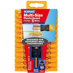 Plasplugs Multi-Size Plasterboard fixing (Dia)7mm (L)44mm, Pack of 50
