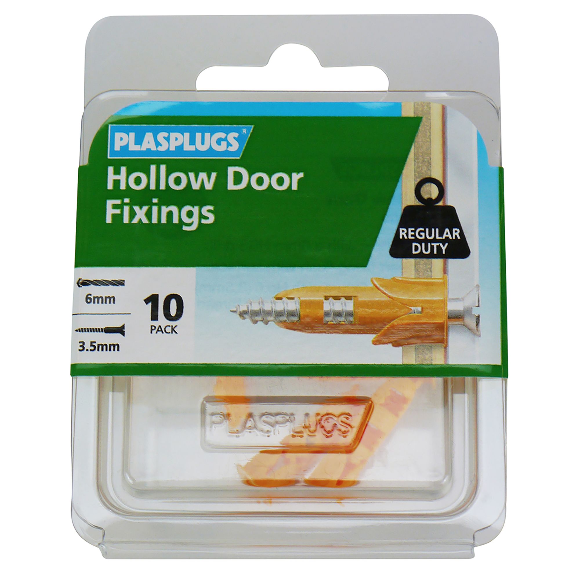 Plasplugs Nylon Hollow door anchor (Dia)6mm (L)24mm, Pack of 10