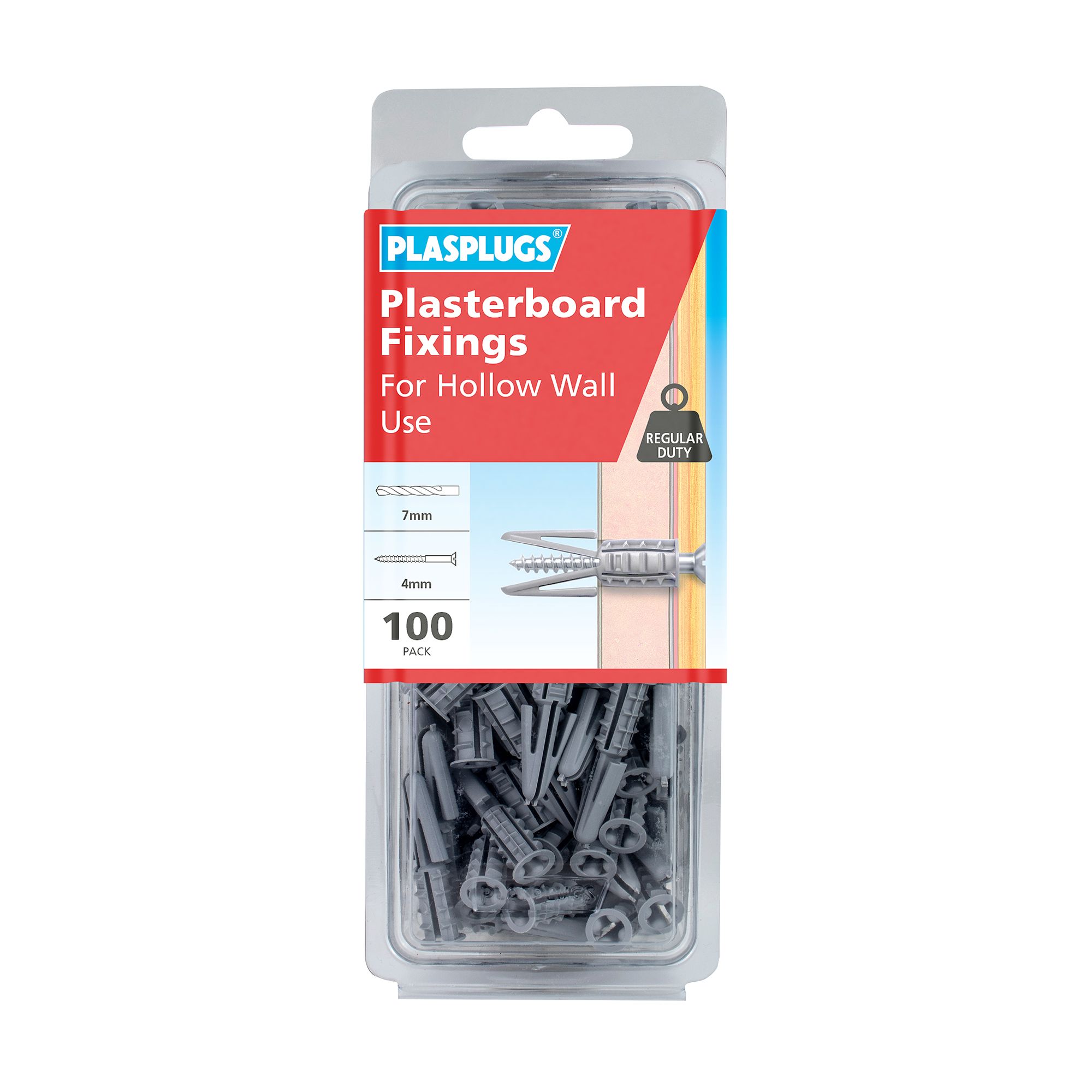 Plasplugs Nylon Hollow wall anchor (Dia)7mm (L)36mm, Pack of 100