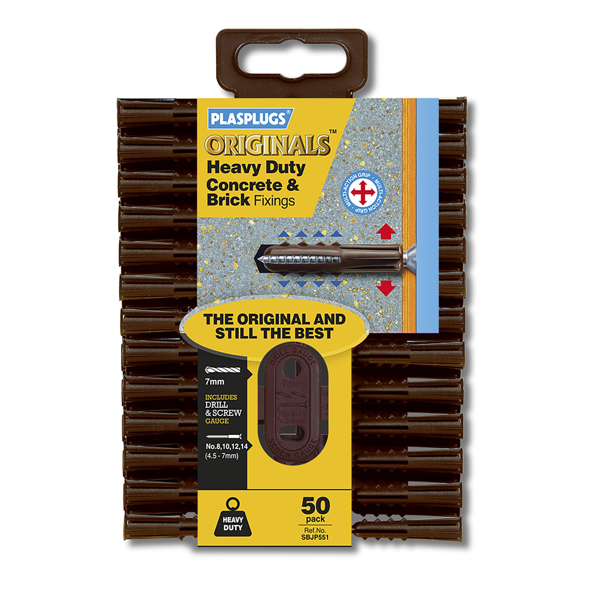 Plasplugs Originals Brown Plastic Wall plug (Dia)8mm (L)52mm, Pack of 50