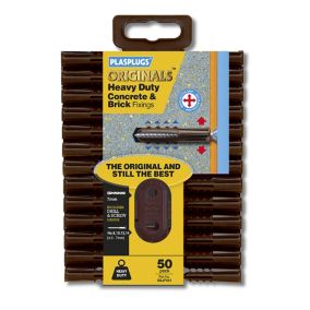 Plasplugs Originals Brown Plastic Wall plug (Dia)8mm (L)52mm, Pack of 50