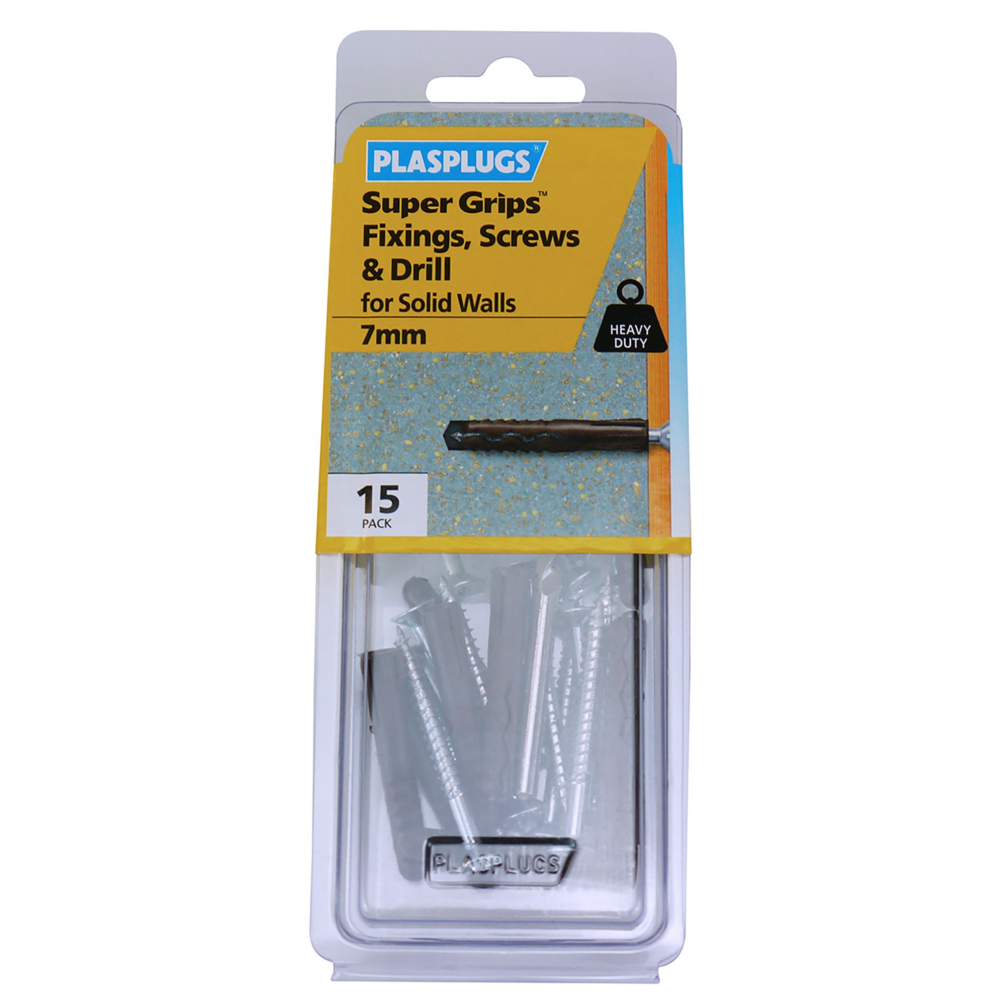 Plasplugs Super Grips PZ Brown Multi-purpose screw & wall plug (Dia)7mm (L)45mm, Pack of 15