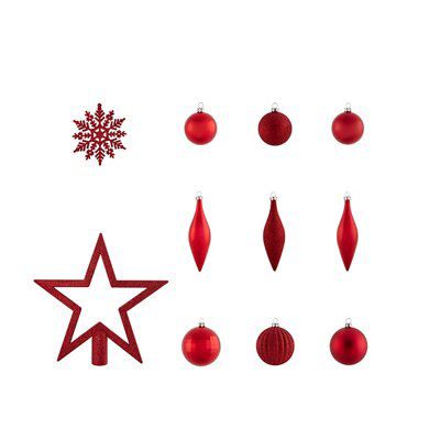 Plastic Assorted Round Hanging decoration set, Pack of 50 - Red