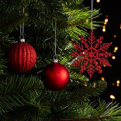 Plastic Assorted Round Hanging decoration set, Pack of 50 - Red
