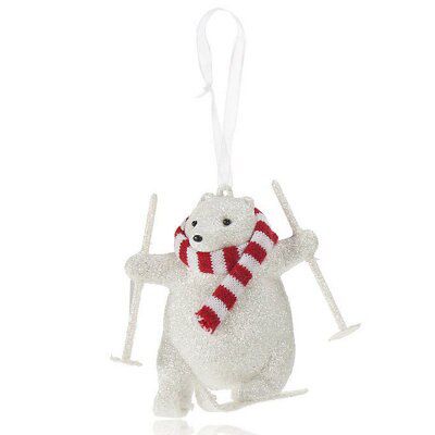 Plastic Skiing polar bear Decoration (D) 60mm - White