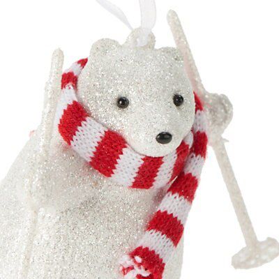 Plastic Skiing polar bear Decoration (D) 60mm - White