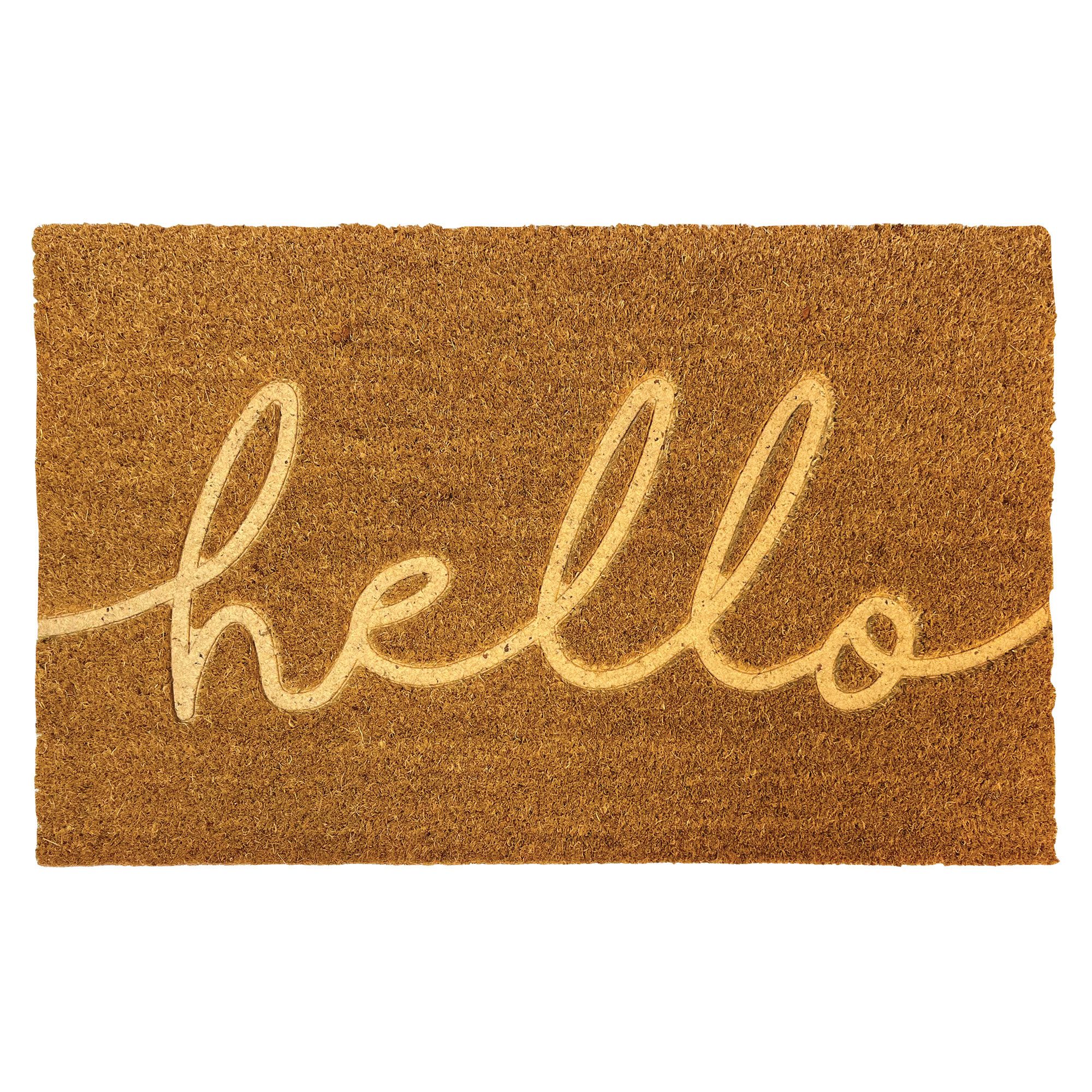 Plaza Natural Tonal Hello Door mat, 80cm x 50cm