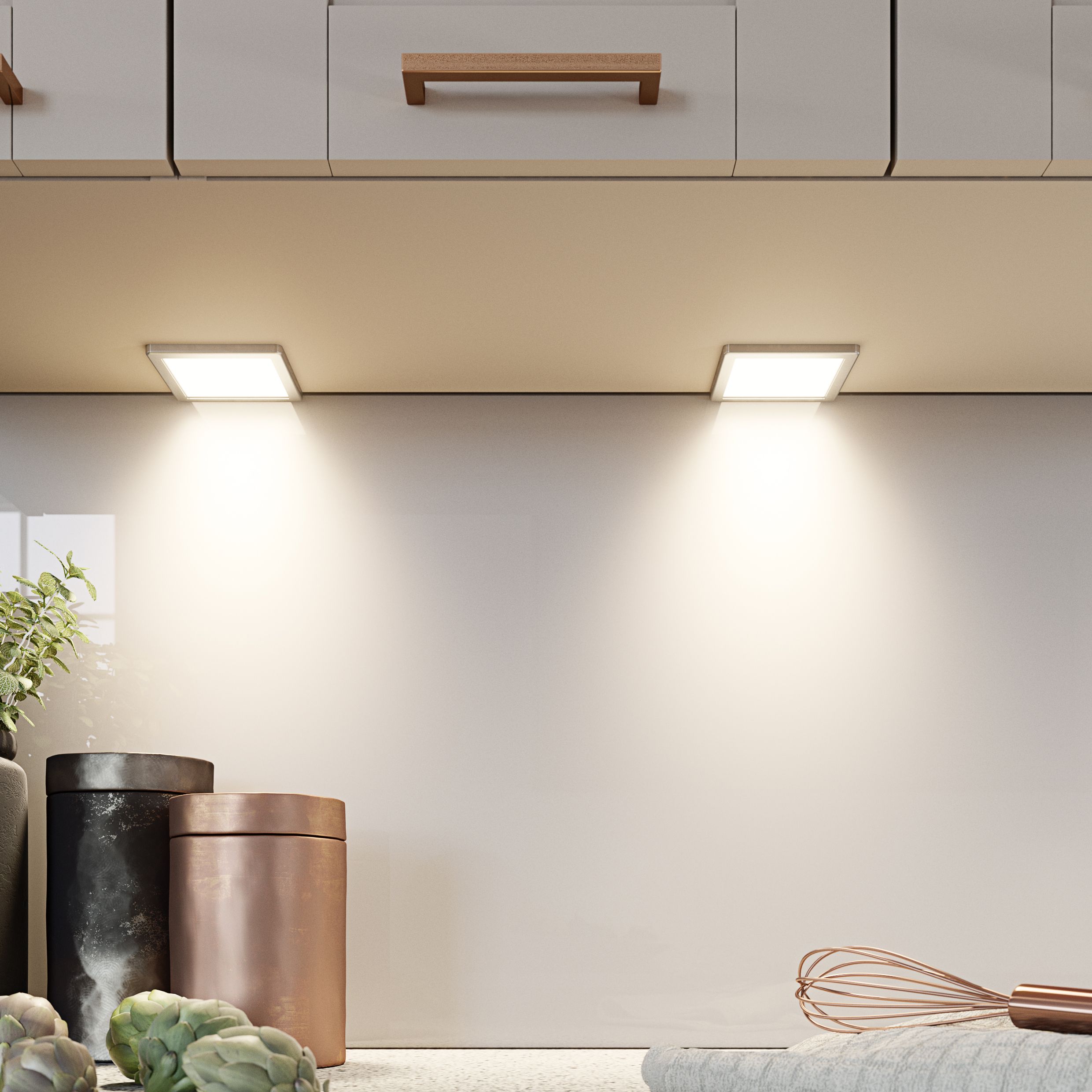 Plaza Stainless steel effect Mains-powered LED Neutral white Under ...