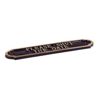 Please shut the gate Metal Advisory sign, (H)50mm (W)240mm