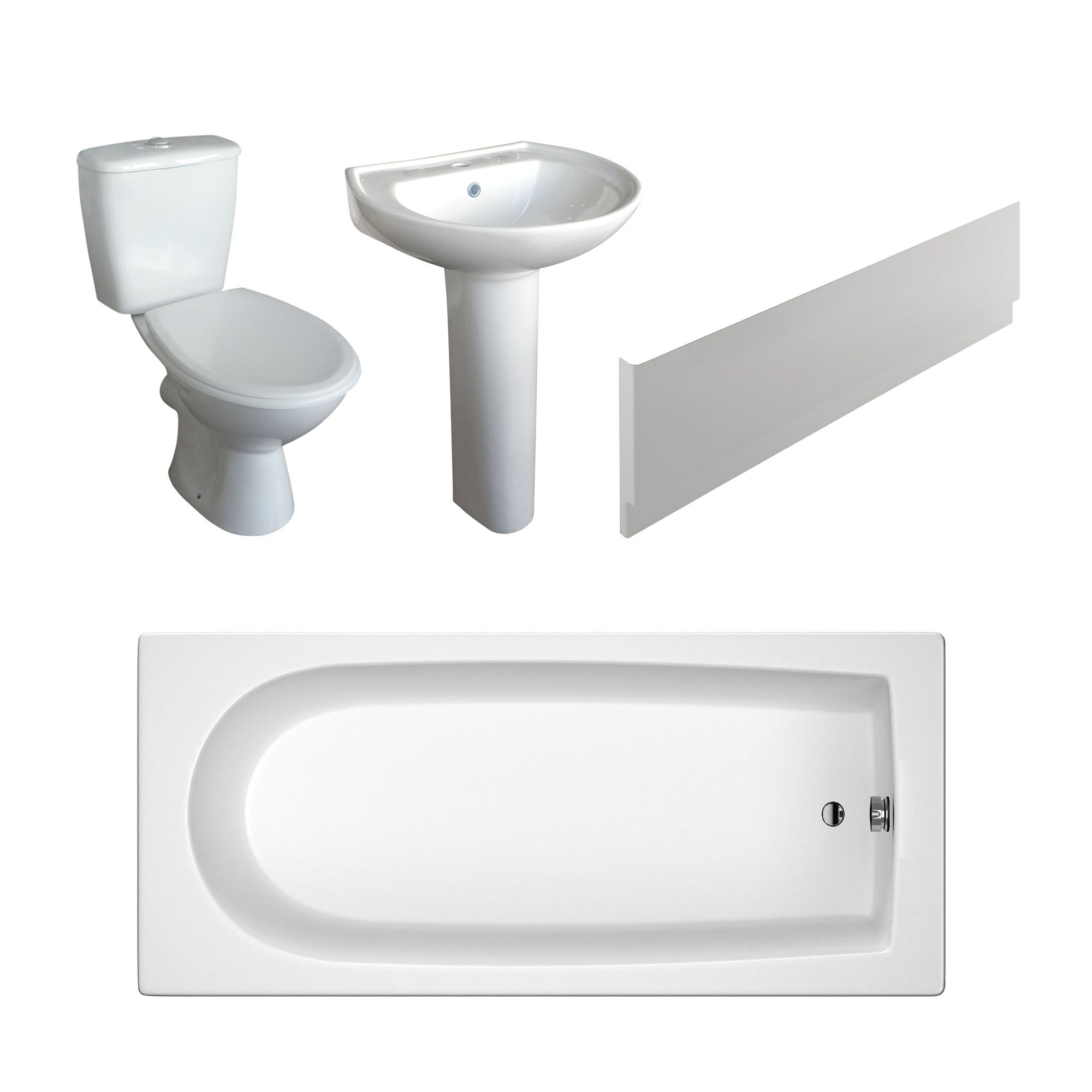 Plumbsure Bodmin White Open back close-coupled Toilet & full pedestal basin