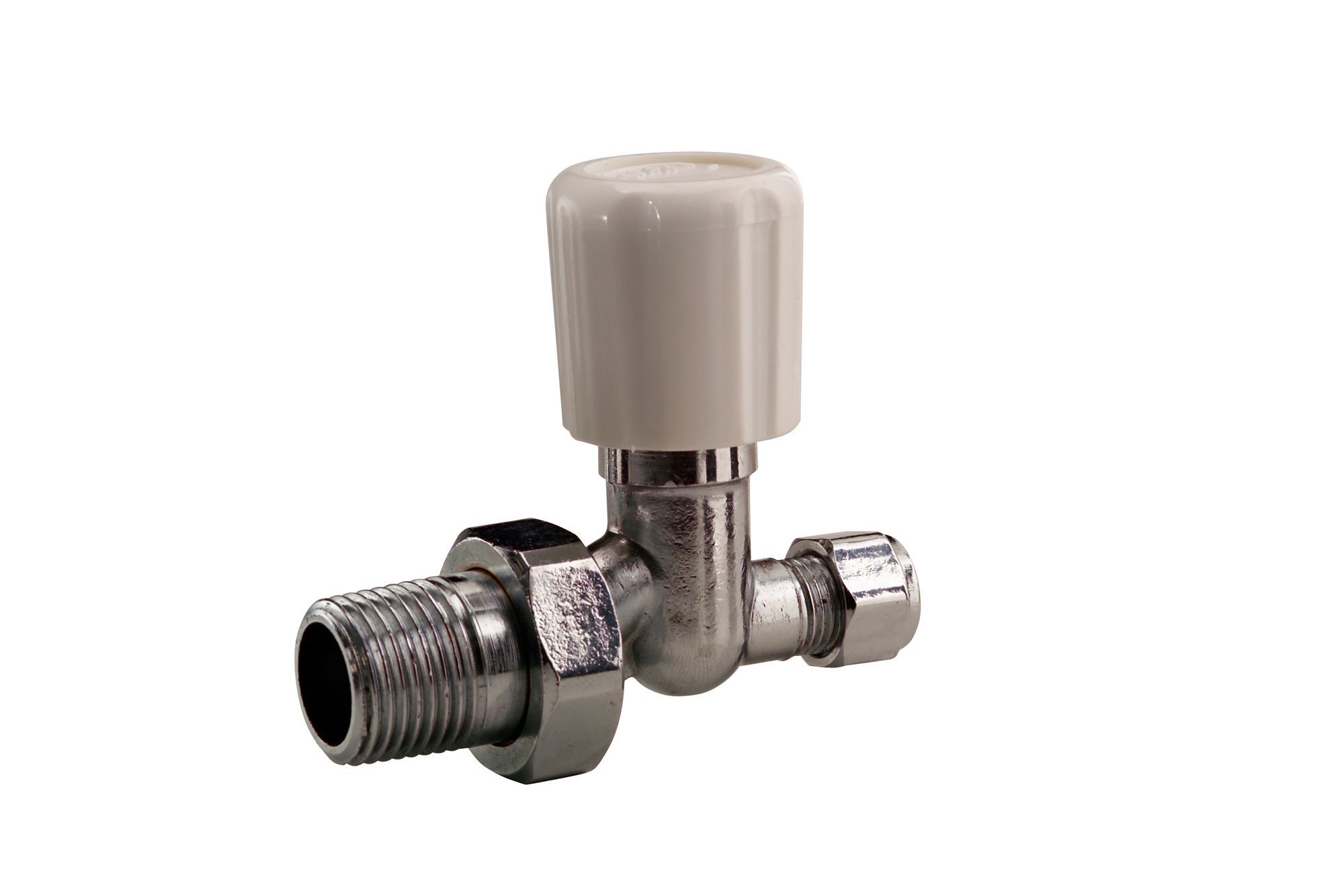 Plumbsure BQ28615491 White chrome effect Straight Radiator valve (Dia)10mm