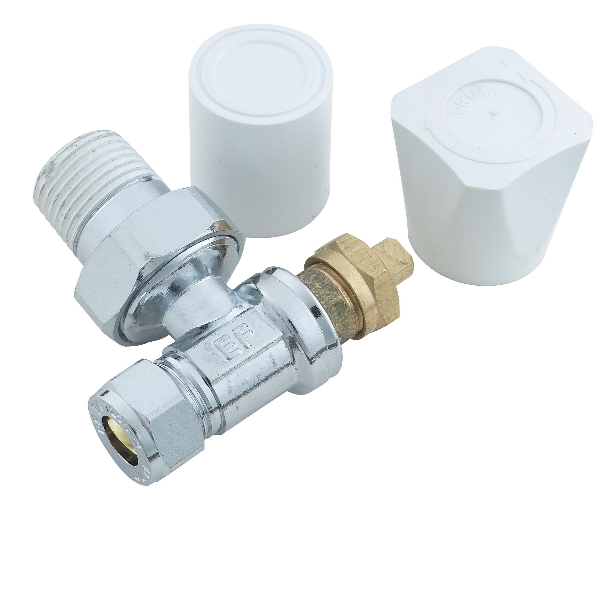 Plumbsure BQ28615828 Chrome effect Angled Radiator valve (Dia)10mm