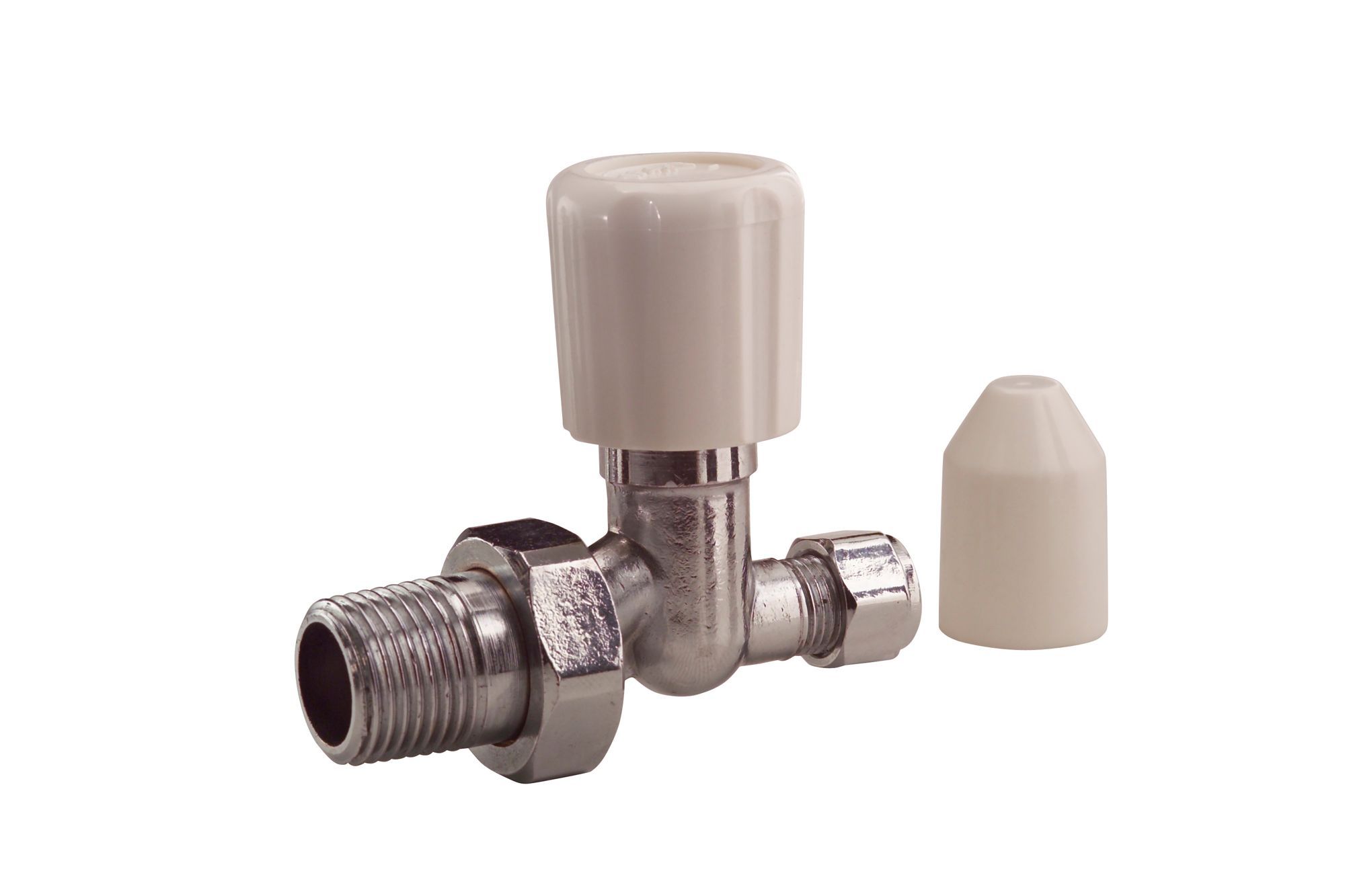 Plumbsure BQ28615866 White chrome effect Straight Radiator valve (Dia)15mm