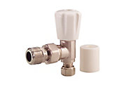 Plumbsure BQ28616030 White chrome effect Angled Radiator valve (Dia)15mm