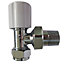 Plumbsure BQ28620358 White chrome effect Angled Radiator valve (Dia)15mm