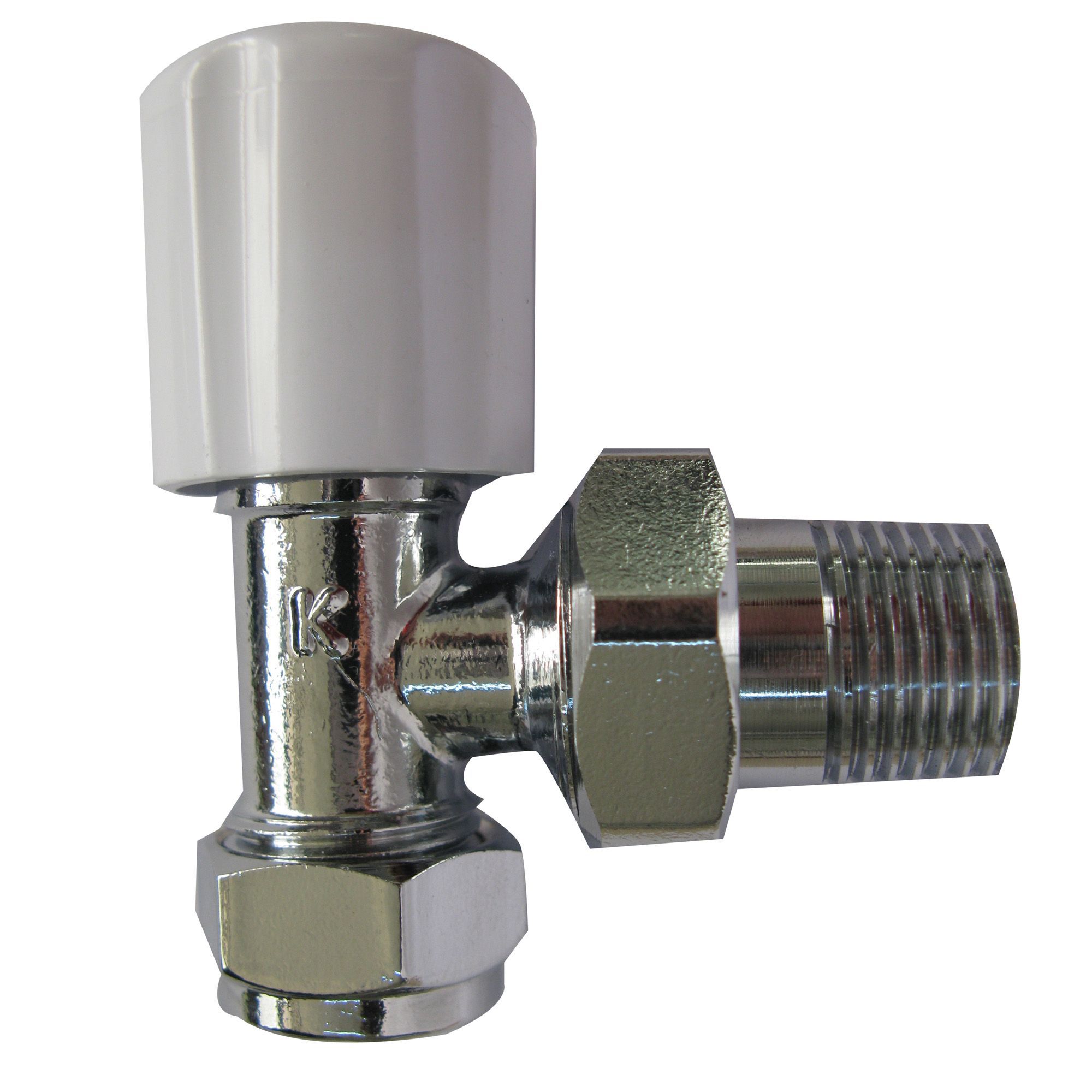 Plumbsure BQ28620358 White chrome effect Angled Radiator valve (Dia)15mm
