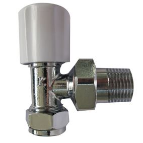 Plumbsure BQ28620358 White chrome effect Angled Radiator valve (Dia)15mm