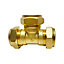 Plumbsure Brass Compression Equal Tee (Dia) 22mm x 22mm x 22mm