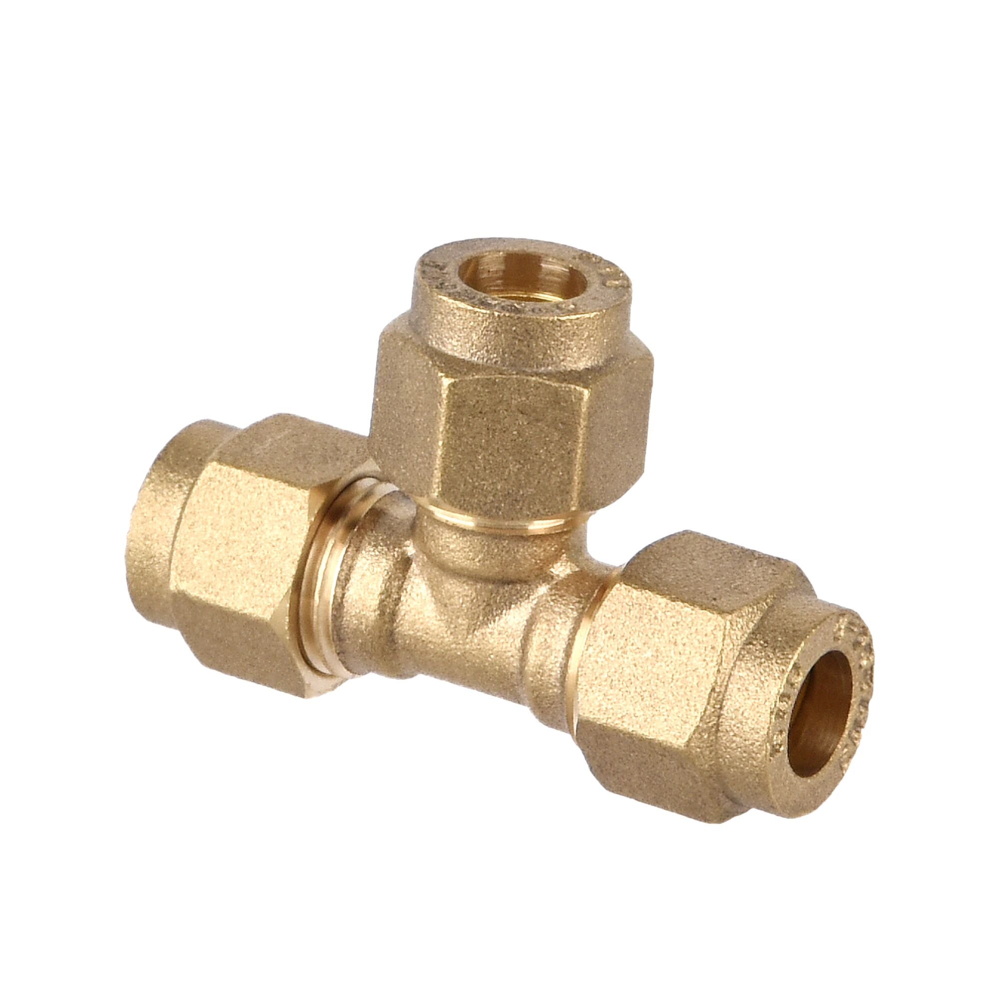 Plumbsure Brass Compression Reducing Tee (Dia) 15mm x 15mm x 22mm