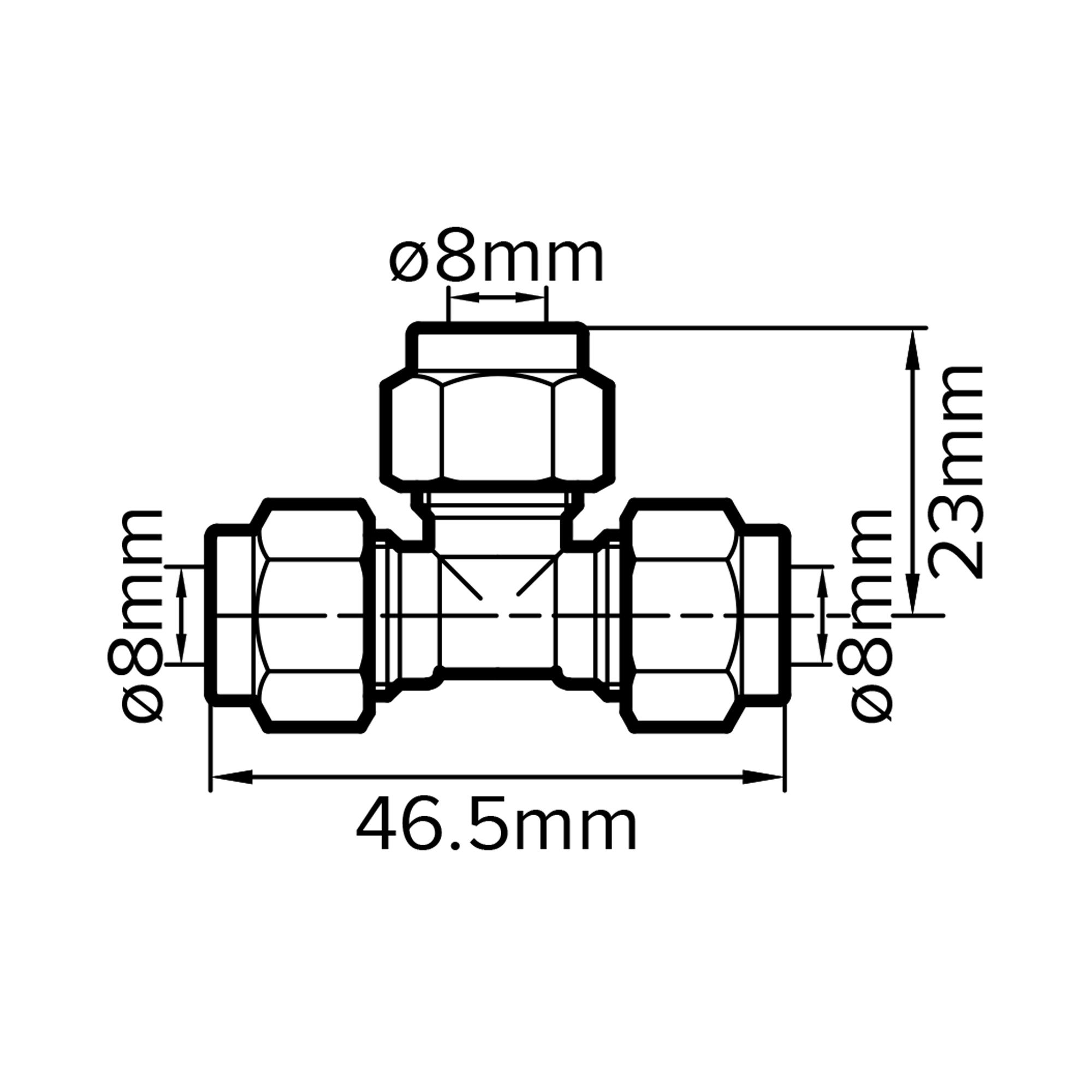 Plumbsure Brass Compression Equal Tee (Dia) 8mm x 8mm x 8mm