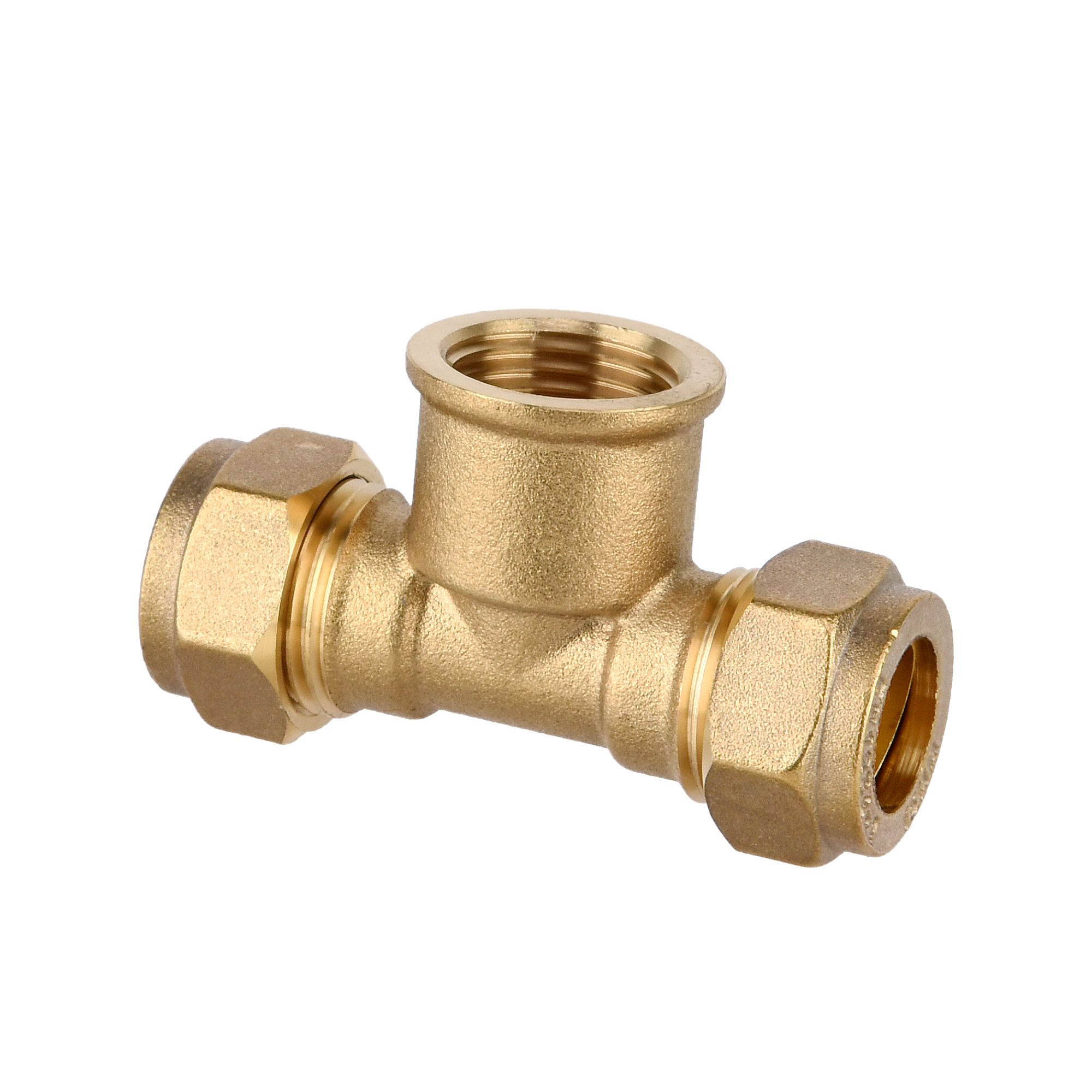 Plumbsure Brass Compression Tee (Dia) 15mm x 15mm x 12.7mm