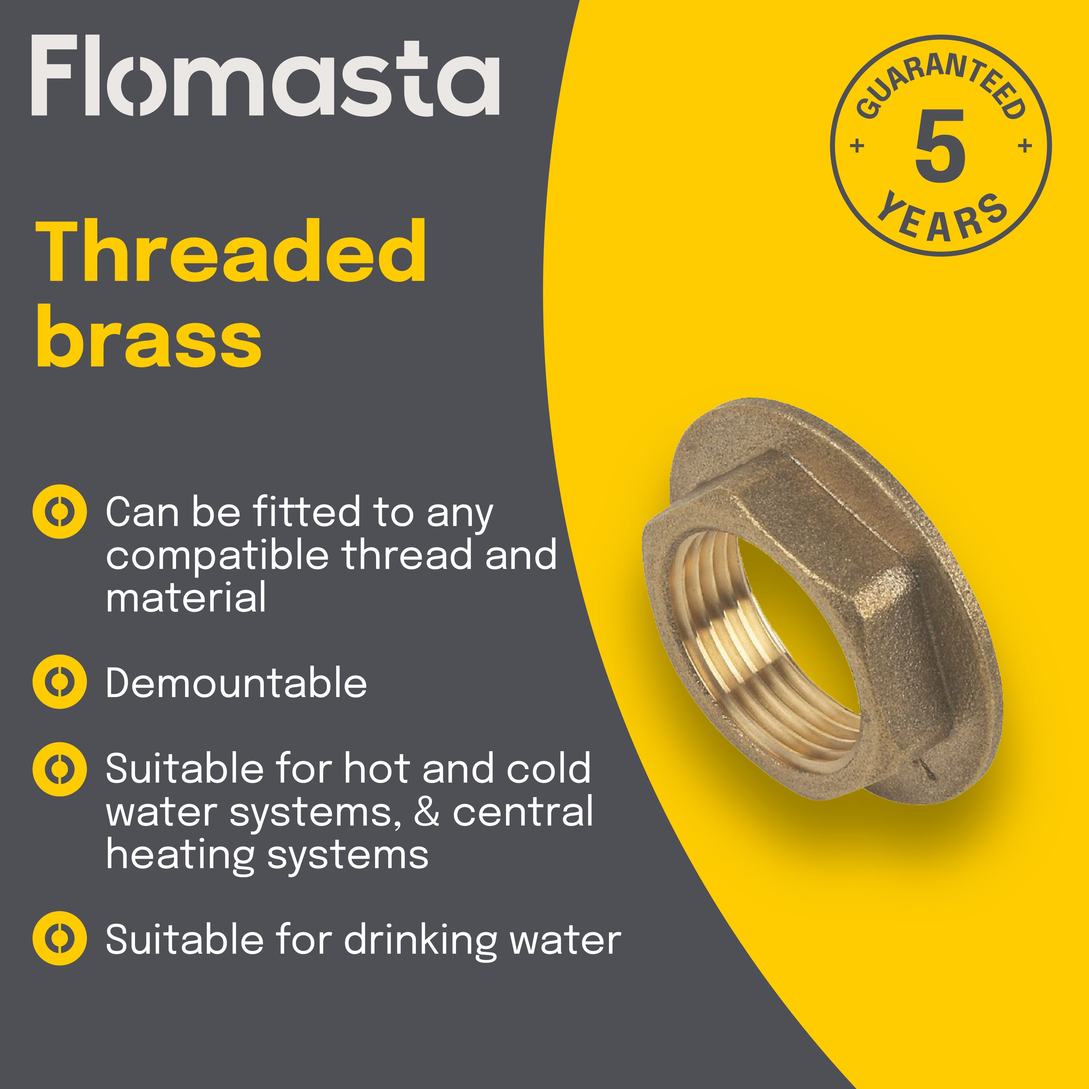 Plumbsure Brass Female Threaded Backnut (Dia)12.7mm, Pack of 2