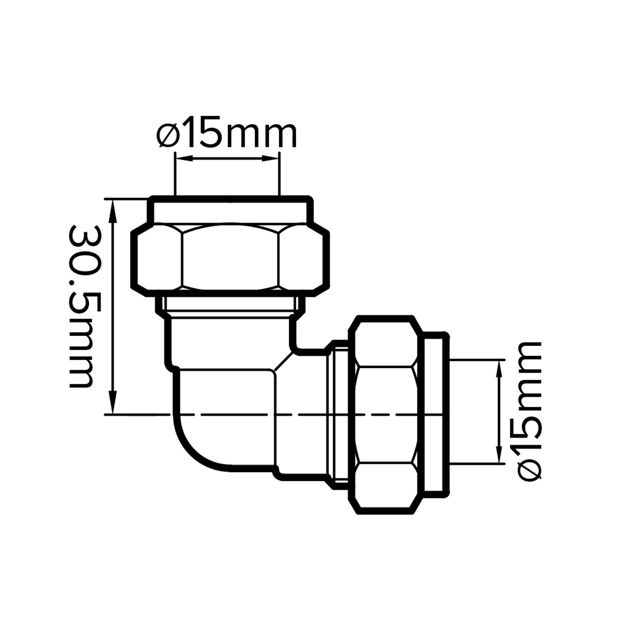 Plumbsure Compression 90° Pipe elbow (Dia)15mm