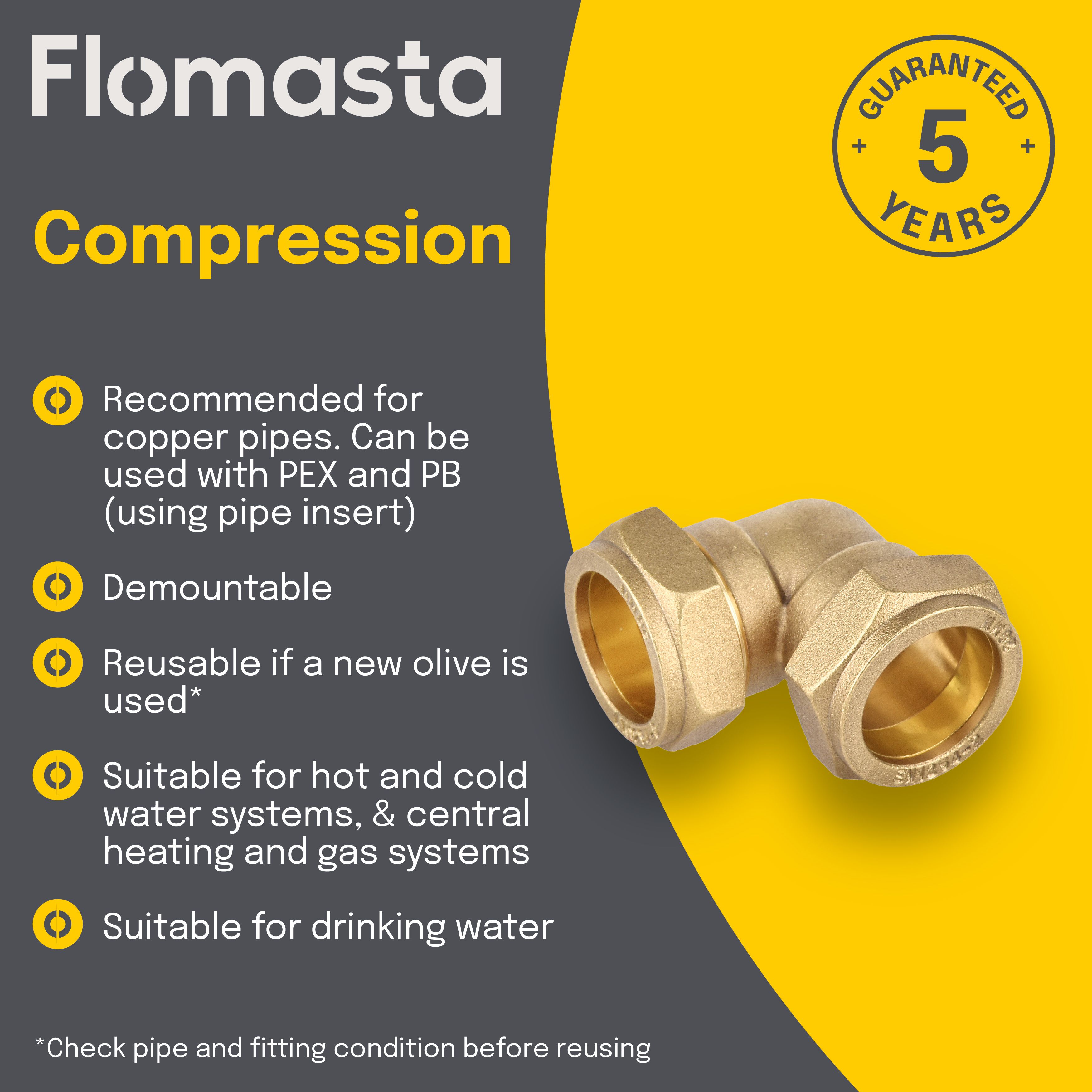 Plumbsure Compression 90° Pipe elbow (Dia)28mm 28mm