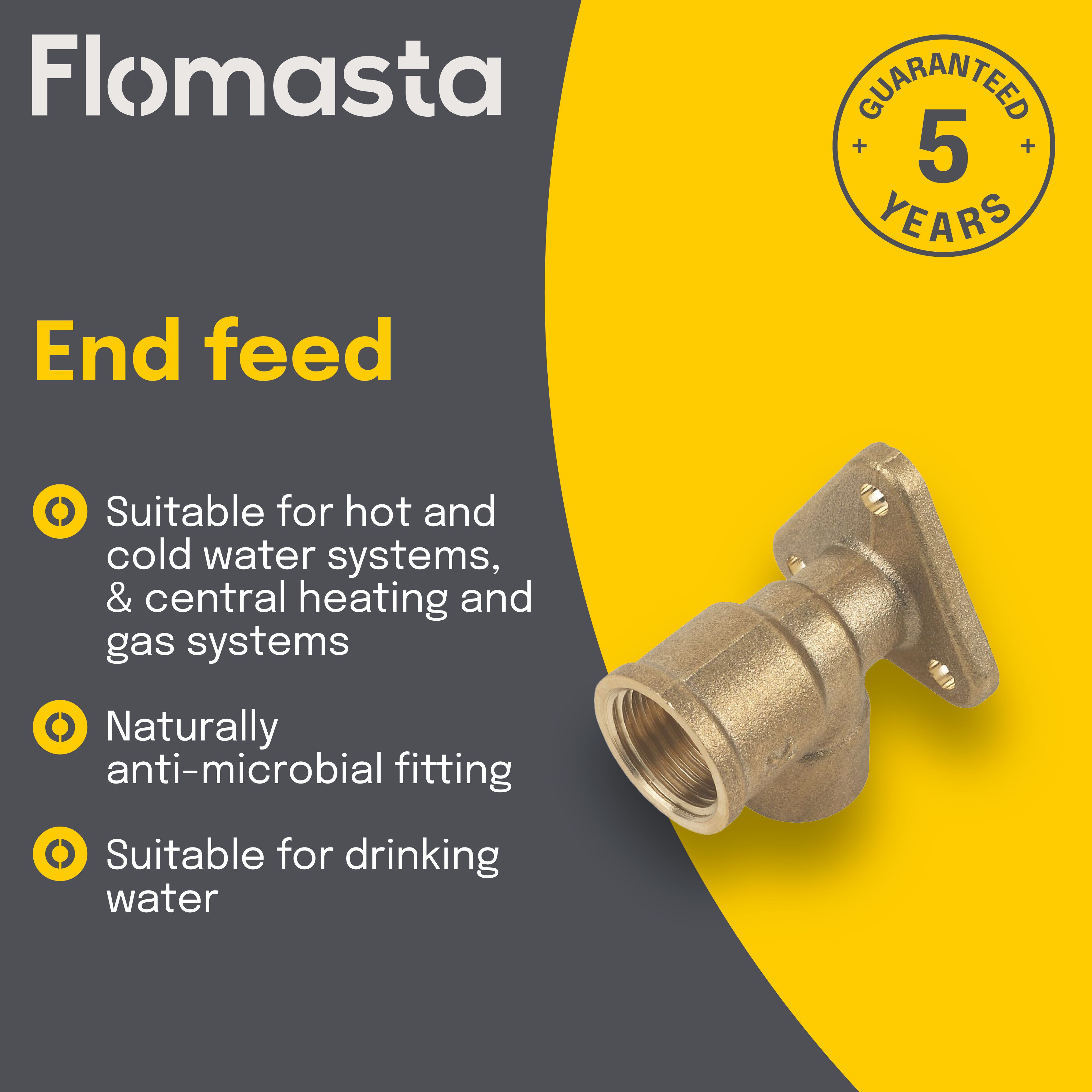 Plumbsure Compression 90° Wallplate Pipe elbow (Dia)15mm