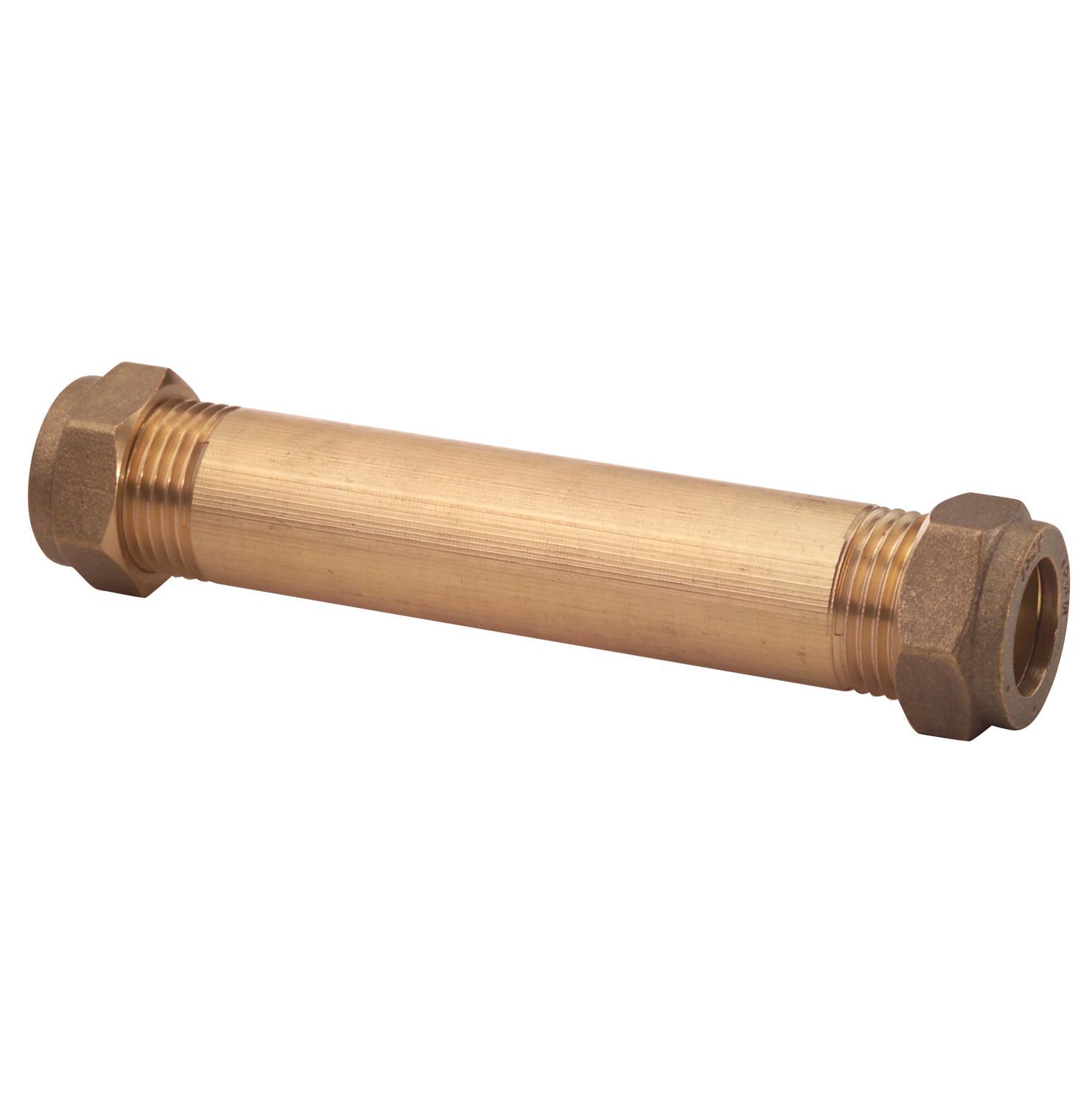 Plumbsure Compression Brass Coupler, (D)15mm x (L)100mm