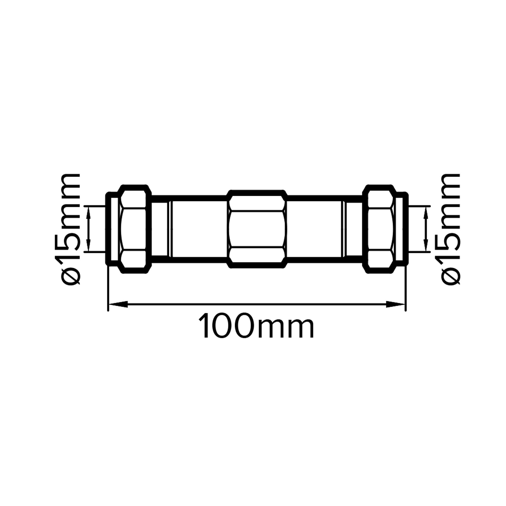 Plumbsure Compression Brass Coupler, (D)15mm x (L)100mm
