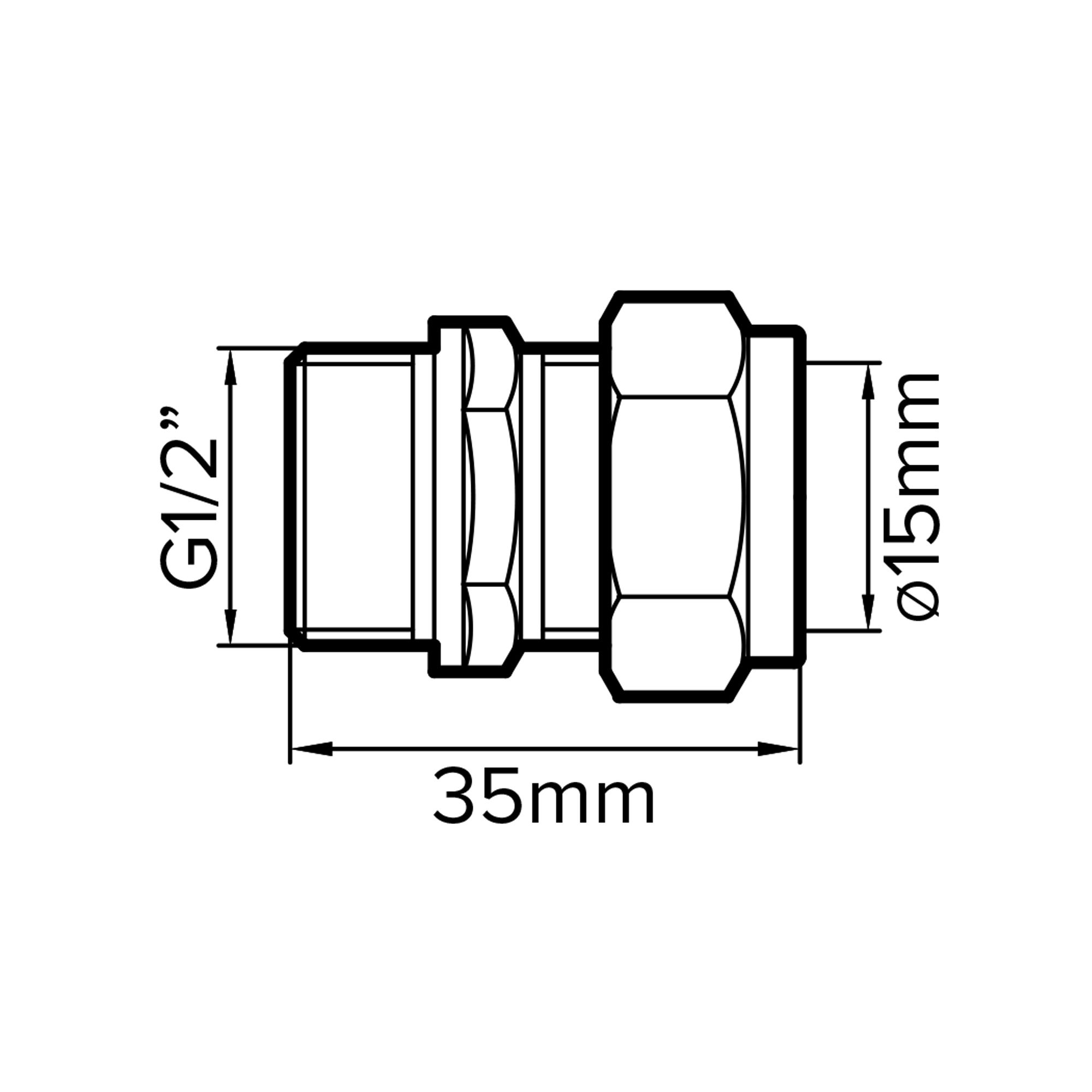 Plumbsure Compression Coupler (Dia)15mm, (L)35.3mm