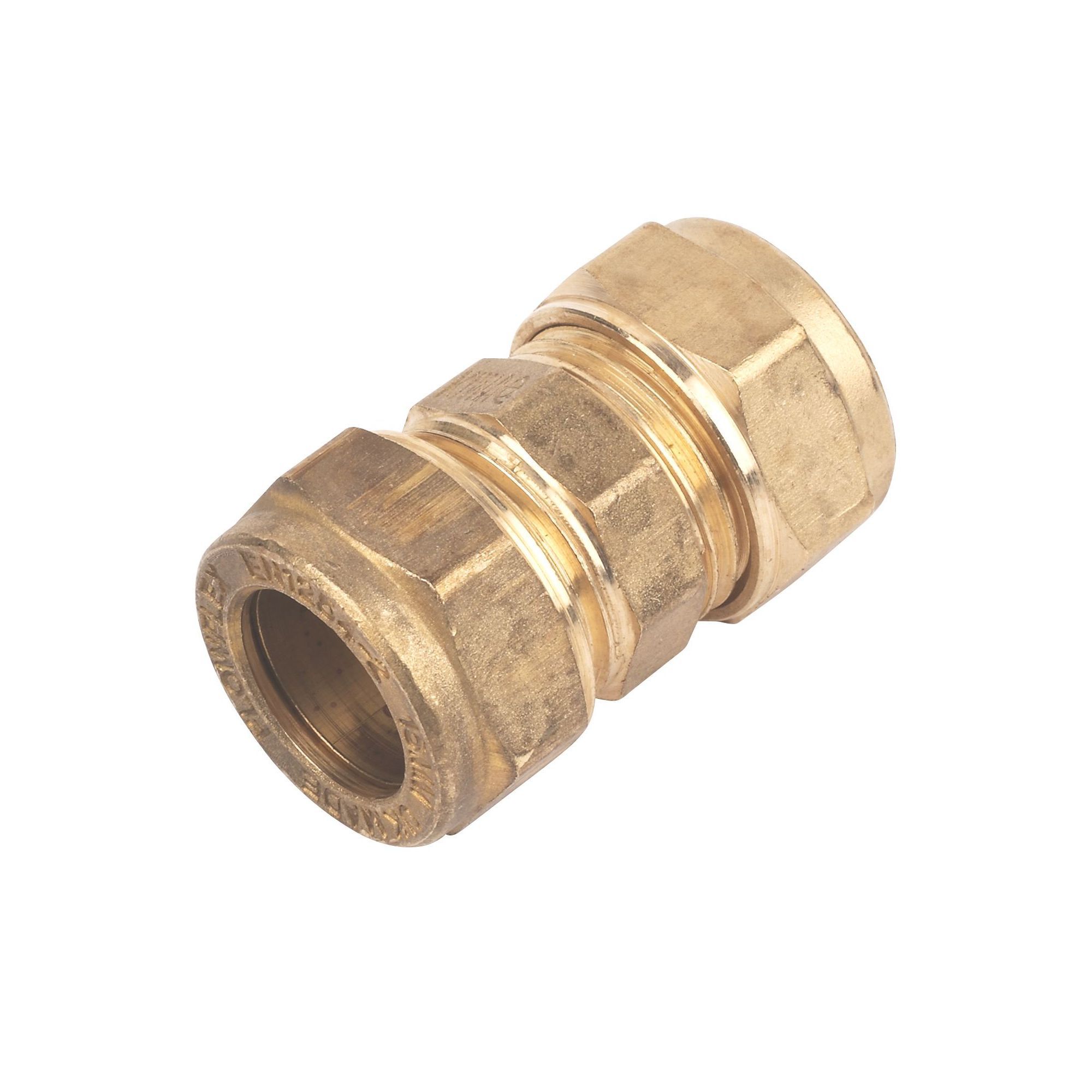 Plumbsure Compression Straight Brass Coupler, 15mm, (D)15mm, Pack of 10