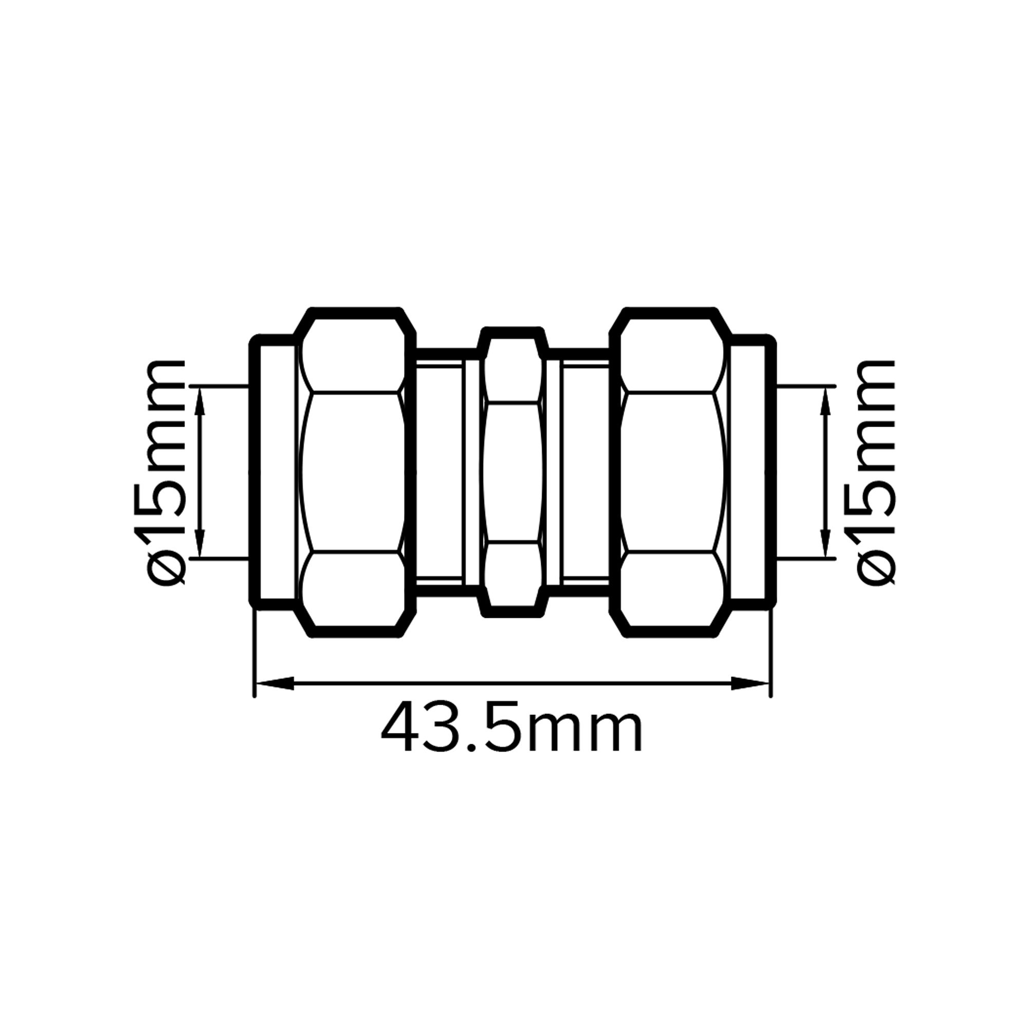 Plumbsure Compression Straight Brass Coupler, 15mm, (D)15mm, Pack of 10