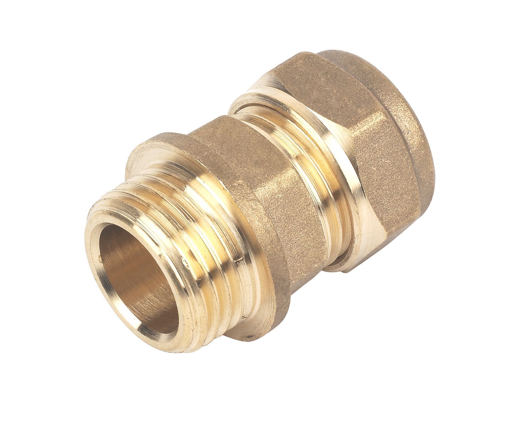 Plumbsure Compression Straight Brass Coupler, (D)15mm x (L)35.3mm