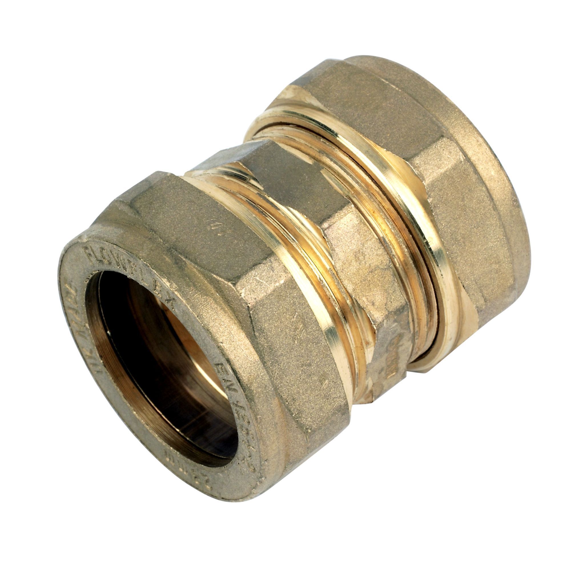 Plumbsure Compression Straight Brass Coupler, (D)28mm x (L)53mm