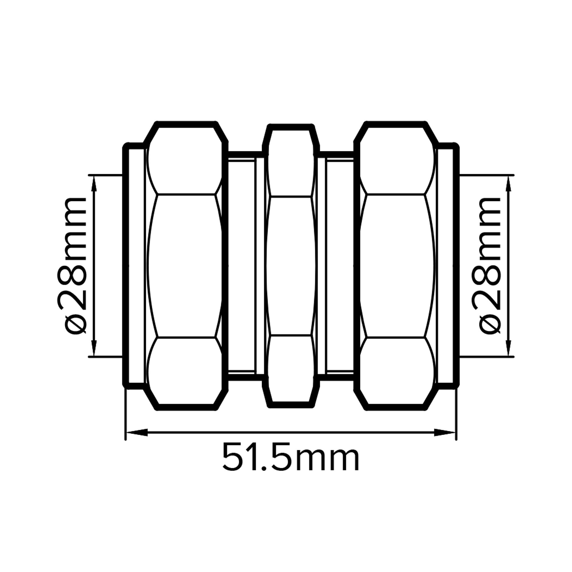 Plumbsure Compression Straight Brass Coupler, (D)28mm x (L)53mm