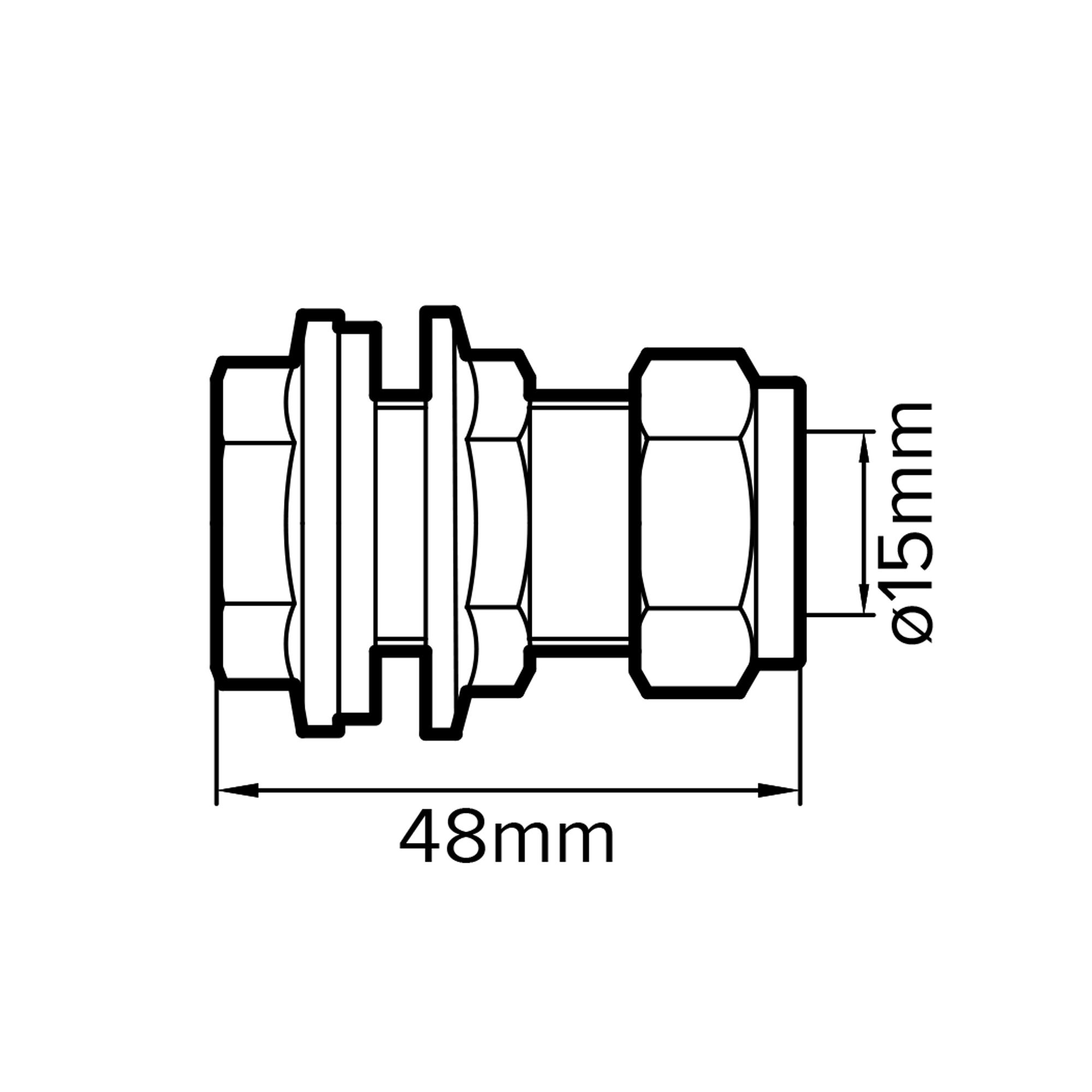 Plumbsure Compression Straight Tank connector, (Dia)15mm