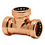 Plumbsure Copper Push-fit Equal Tee (Dia) 15mm x 15mm x 15mm, Pack of 5