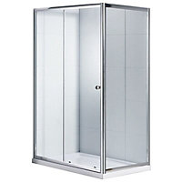 Plumbsure Framed Clear Silver effect Rectangular Shower enclosure - Sliding door (W)120cm (D)76cm