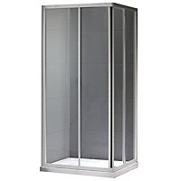Plumbsure Framed Clear Square Shower enclosure - Double sliding doors (W)80cm
