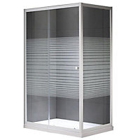 Plumbsure Framed Striped Rectangular Shower enclosure - Sliding door (W)120cm (D)76cm