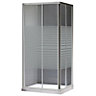 Plumbsure Framed Striped Square Shower enclosure - Double sliding doors (W)76cm (D)76cm
