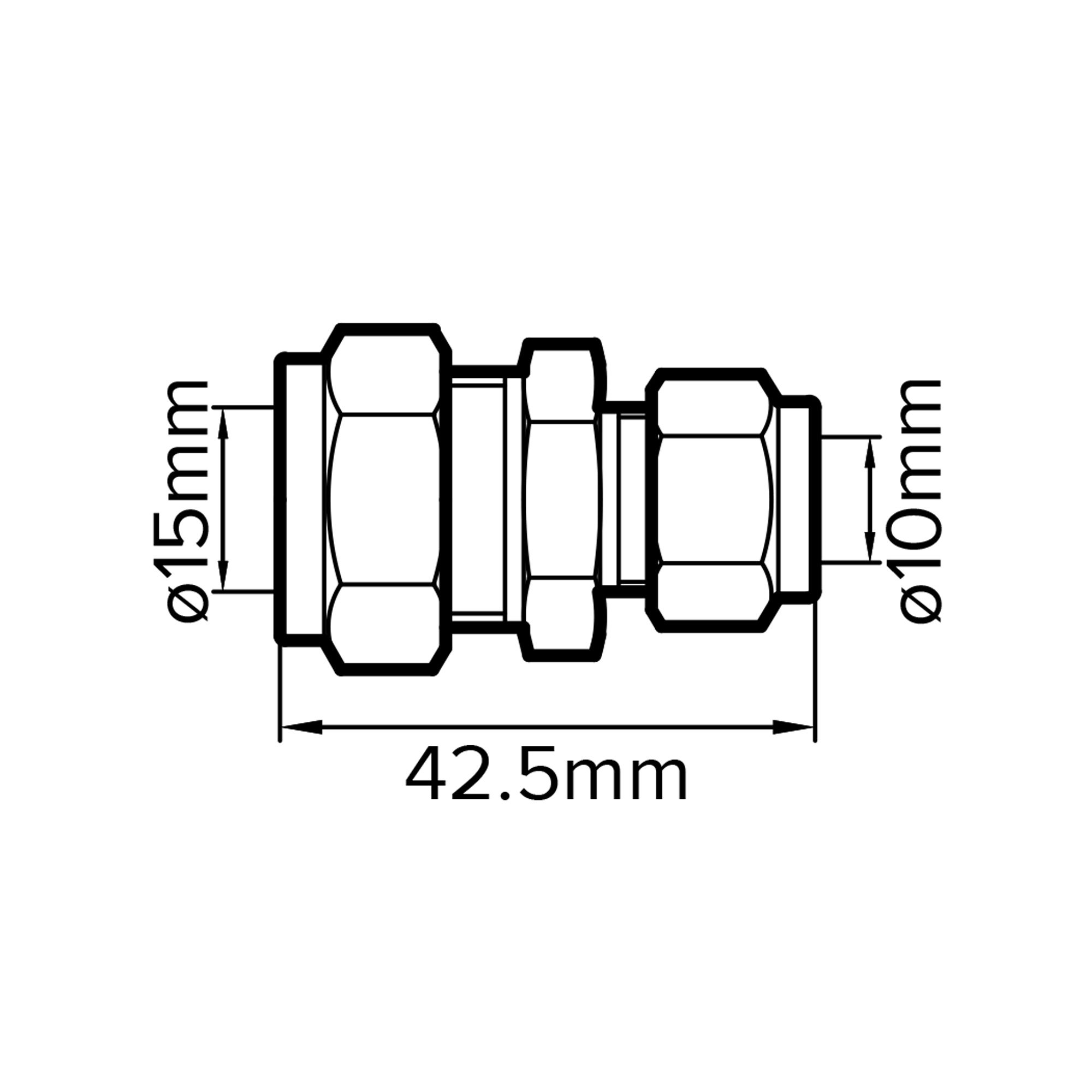 Plumbsure Gold Reducing Coupler (Dia)15mm (L)42.8mm