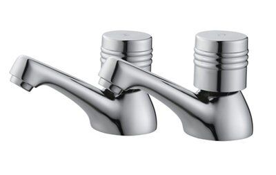 Plumbsure Opal Chrome effect Bath Pillar Tap, Pack of 2