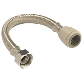 Plumbsure Push-fit Stainless steel Flexible Hose BQ28619864, (L)0.3m (Thread)¾" (Dia)22mm