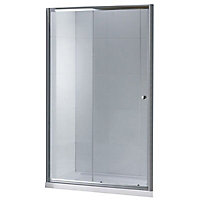 Plumbsure Silver effect Clear Sliding Shower Door (H)185cm (W)120cm