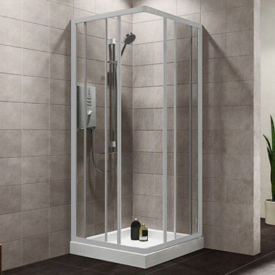 Plumbsure Square Clear Shower Shower Enclosure With Double Sliding Doors W 800mm Diy At B Q