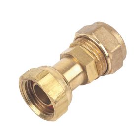 Plumbsure Straight Compression Tap connector 15mm x 0.5" (L)47.2mm